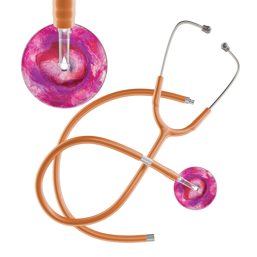 Ultrascope Single Stethoscope US076I9 / Pediatric / Caramel Extended Tubing TieDye Single Color Stethoscope - Watercolor Designs