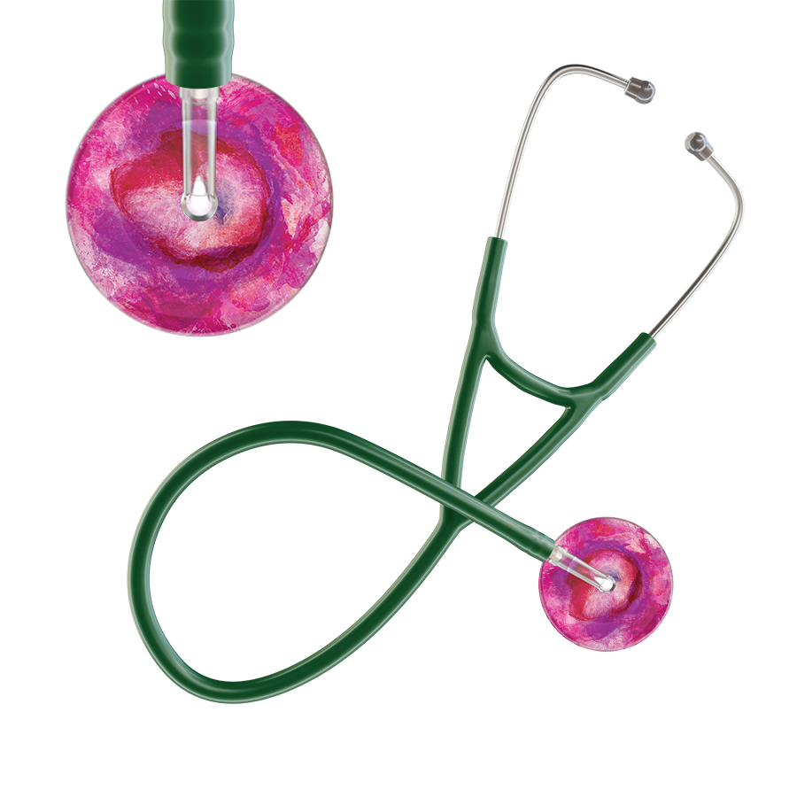 Ultrascope Single Stethoscope US076I9 / Pediatric / Dark Green TieDye Single Color Stethoscope - Cardiology Watercolor Designs