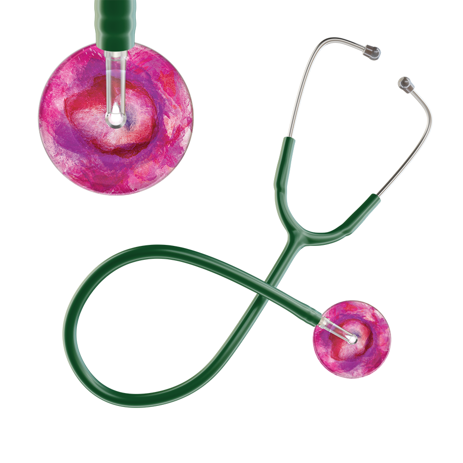 Ultrascope Single Stethoscope US076I9 / Adult / Dark Green TieDye Single Color Stethoscope - Watercolor Designs