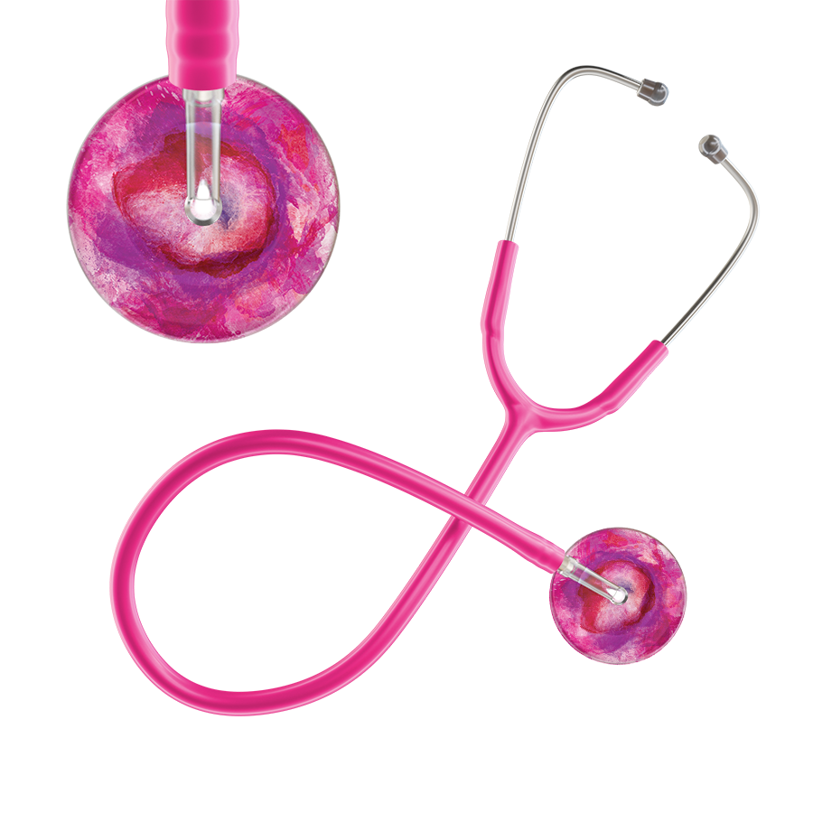 Ultrascope Single Stethoscope US076I9 / Adult / Hot Pink TieDye Single Color Stethoscope - Watercolor Designs