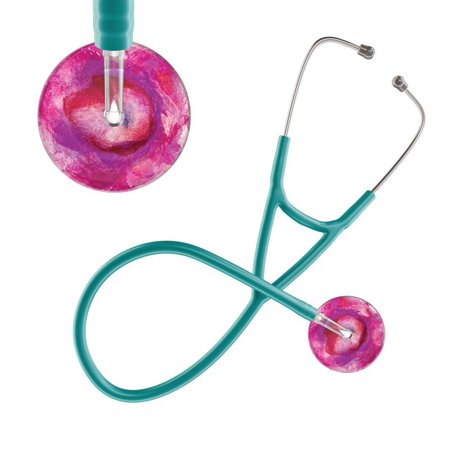 Ultrascope Single Stethoscope US076I9 / Pediatric / Jade TieDye Single Color Stethoscope - Cardiology Watercolor Designs