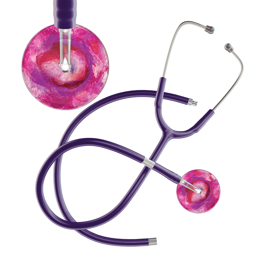 Ultrascope Single Stethoscope US076I9 / Pediatric / Purple Extended Tubing TieDye Single Color Stethoscope - Watercolor Designs