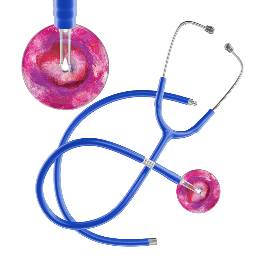 Ultrascope Single Stethoscope US076I9 / Pediatric / Royal Blue Extended Tubing TieDye Single Color Stethoscope - Watercolor Designs