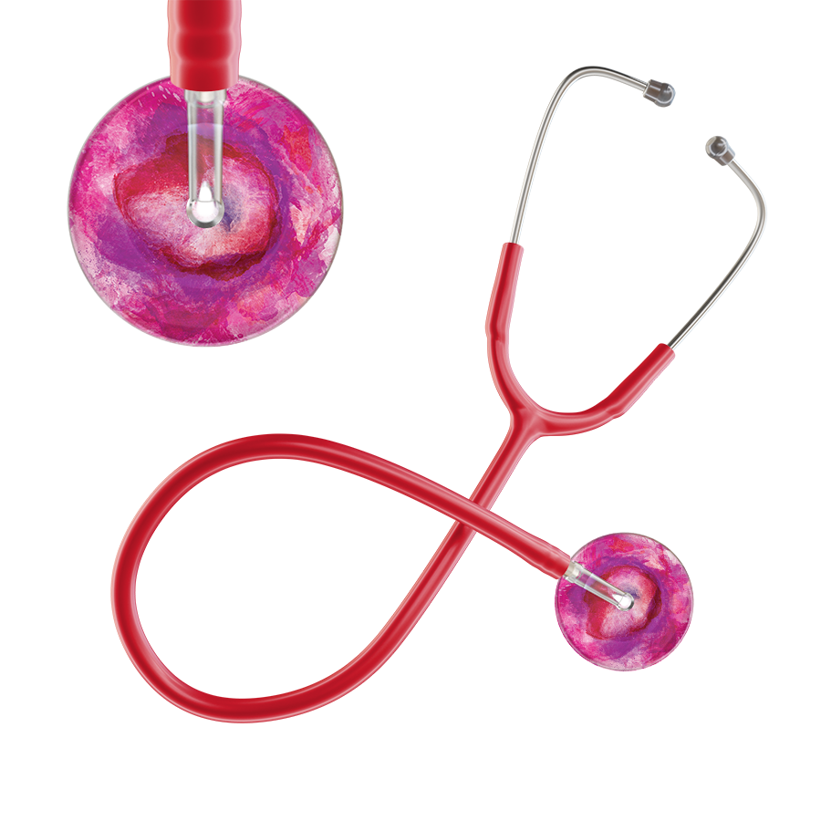 Ultrascope Single Stethoscope US076I9 / Adult / Red TieDye Single Color Stethoscope - Watercolor Designs