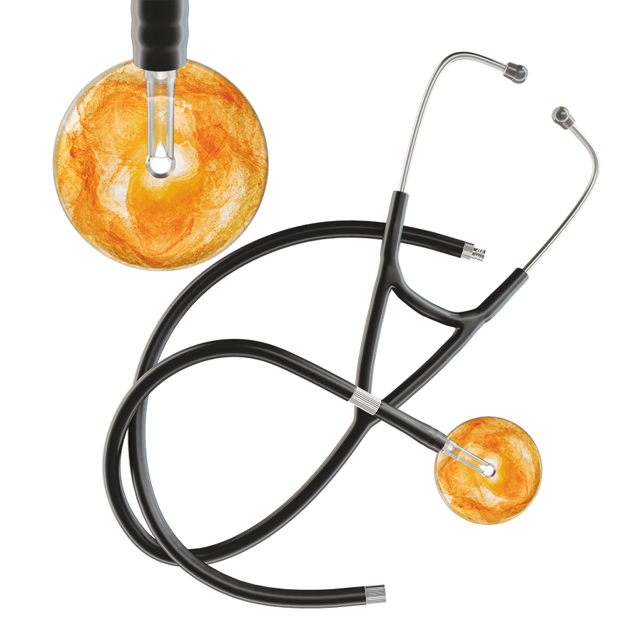 Ultrascope Single Stethoscope US076J10 / Adult / Black Extended Tubing TieDye Single Color Stethoscope - Cardiology Watercolor Designs