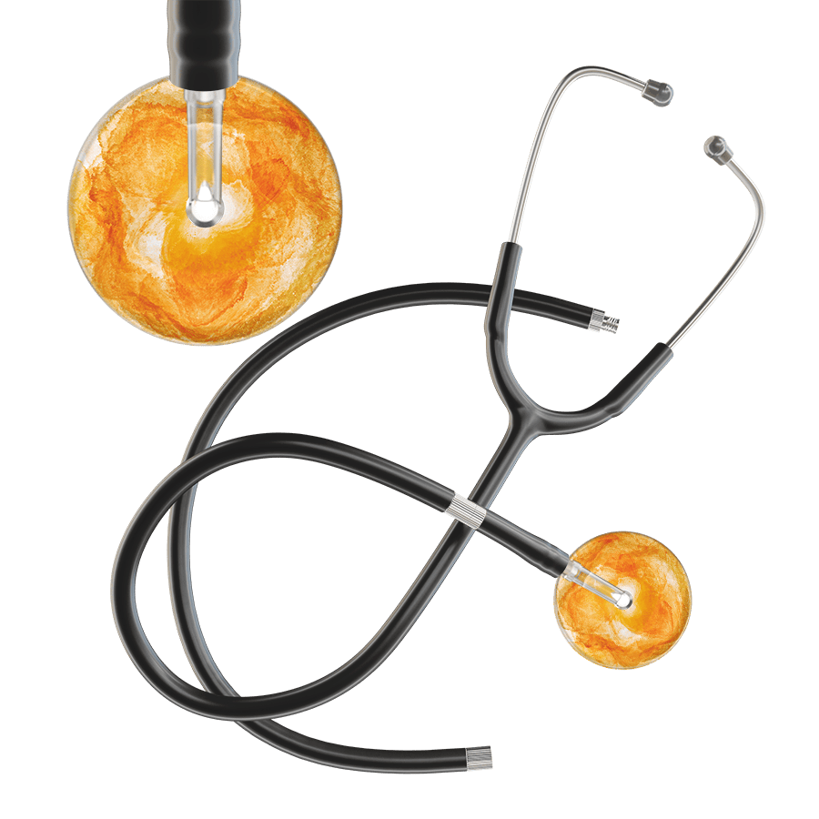 Ultrascope Single Stethoscope US076J10 / Pediatric / Black Extended Tubing TieDye Single Color Stethoscope - Watercolor Designs
