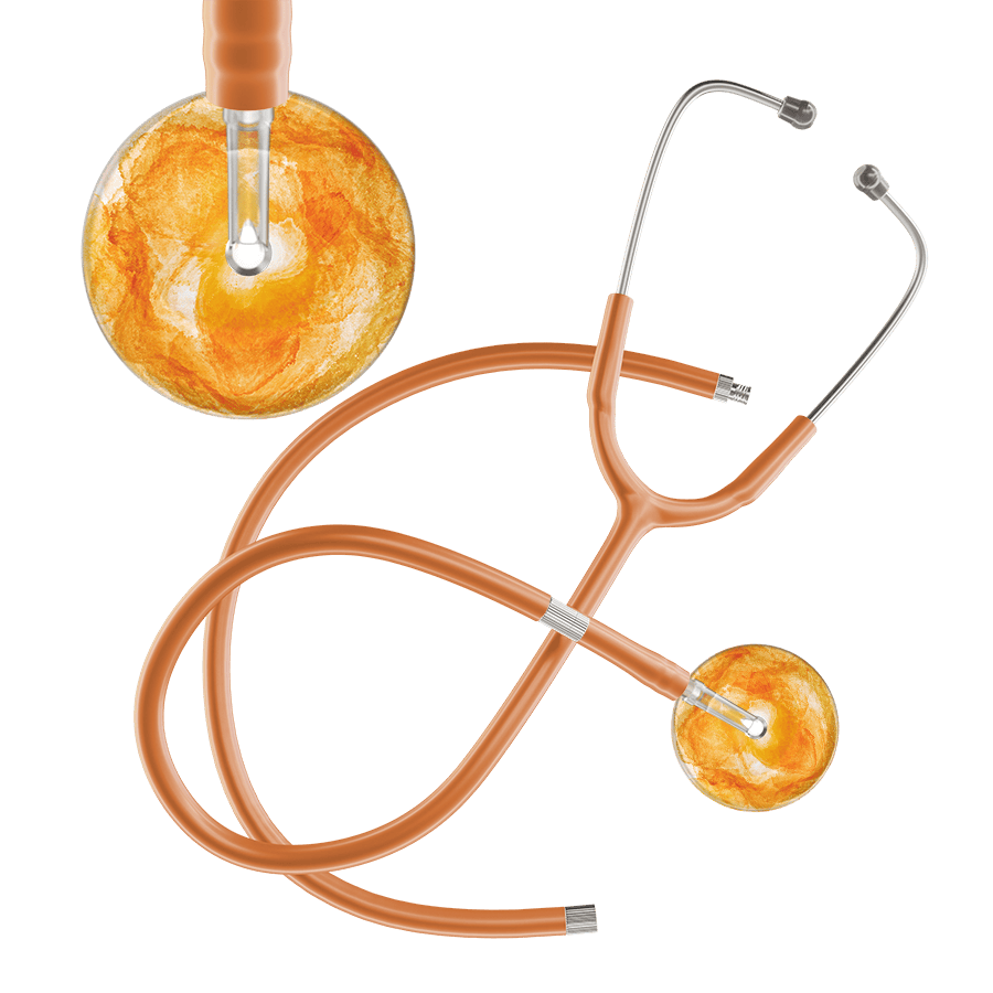 Ultrascope Single Stethoscope US076J10 / Pediatric / Caramel Extended Tubing TieDye Single Color Stethoscope - Watercolor Designs