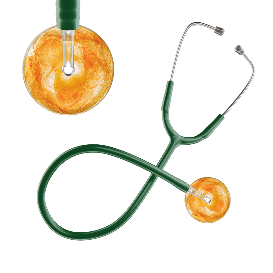 Ultrascope Single Stethoscope US076J10 / Pediatric / Dark Green TieDye Single Color Stethoscope - Watercolor Designs