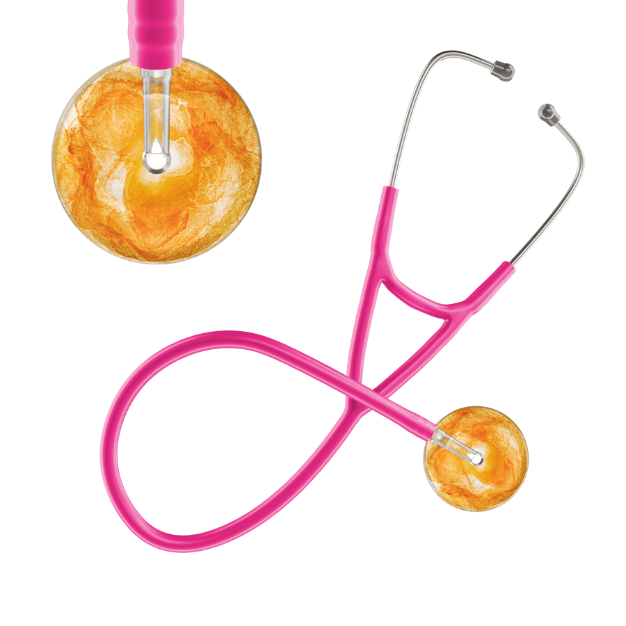 Ultrascope Single Stethoscope US076J10 / Pediatric / Hot Pink TieDye Single Color Stethoscope - Cardiology Watercolor Designs