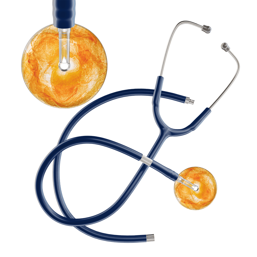 Ultrascope Single Stethoscope US076J10 / Adult / Navy Extended Tubing TieDye Single Color Stethoscope - Watercolor Designs