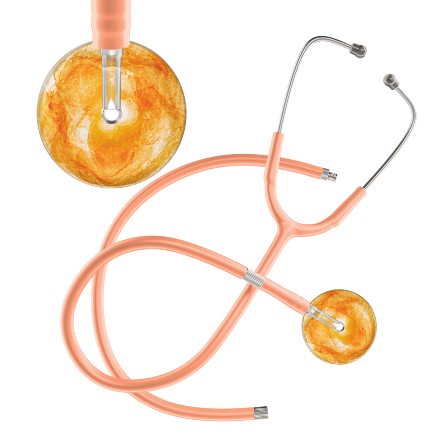 Ultrascope Single Stethoscope US076J10 / Adult / Peach Extended Tubing TieDye Single Color Stethoscope - Watercolor Designs