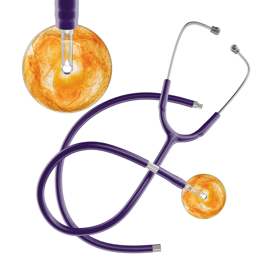 Ultrascope Single Stethoscope US076J10 / Pediatric / Purple Extended Tubing TieDye Single Color Stethoscope - Watercolor Designs