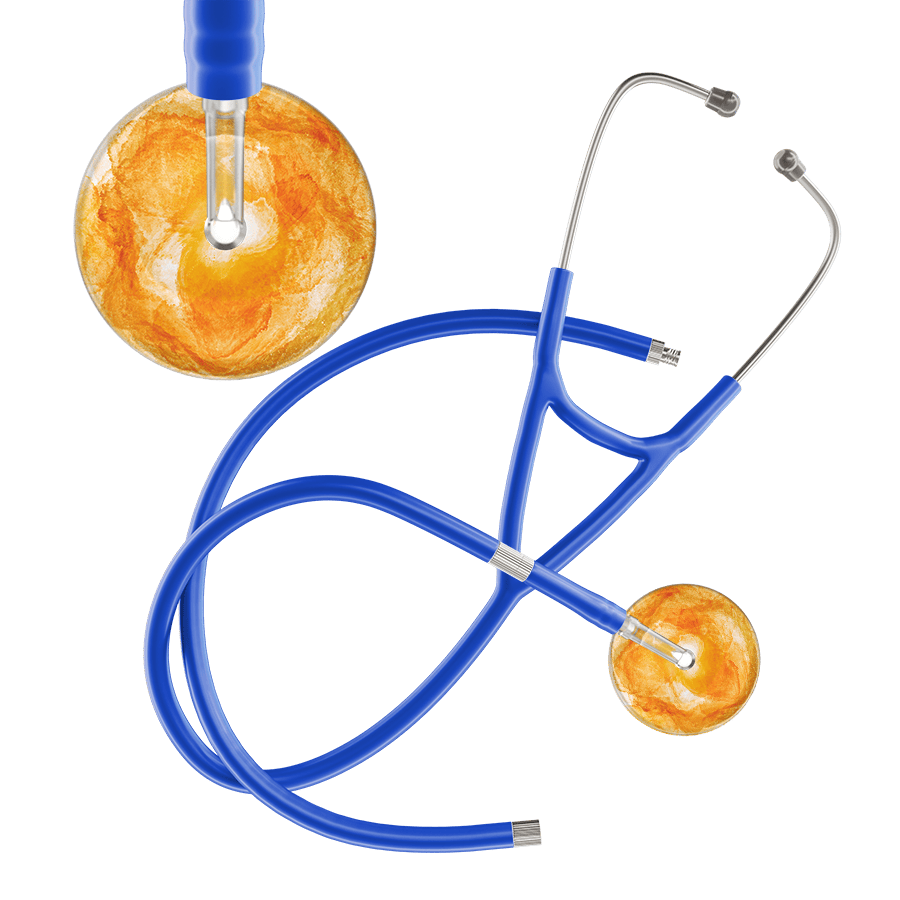 Ultrascope Single Stethoscope US076J10 / Adult / Royal Blue Extended Tubing TieDye Single Color Stethoscope - Cardiology Watercolor Designs