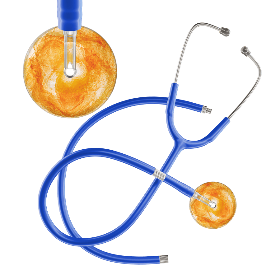 Ultrascope Single Stethoscope US076J10 / Pediatric / Royal Blue Extended Tubing TieDye Single Color Stethoscope - Watercolor Designs
