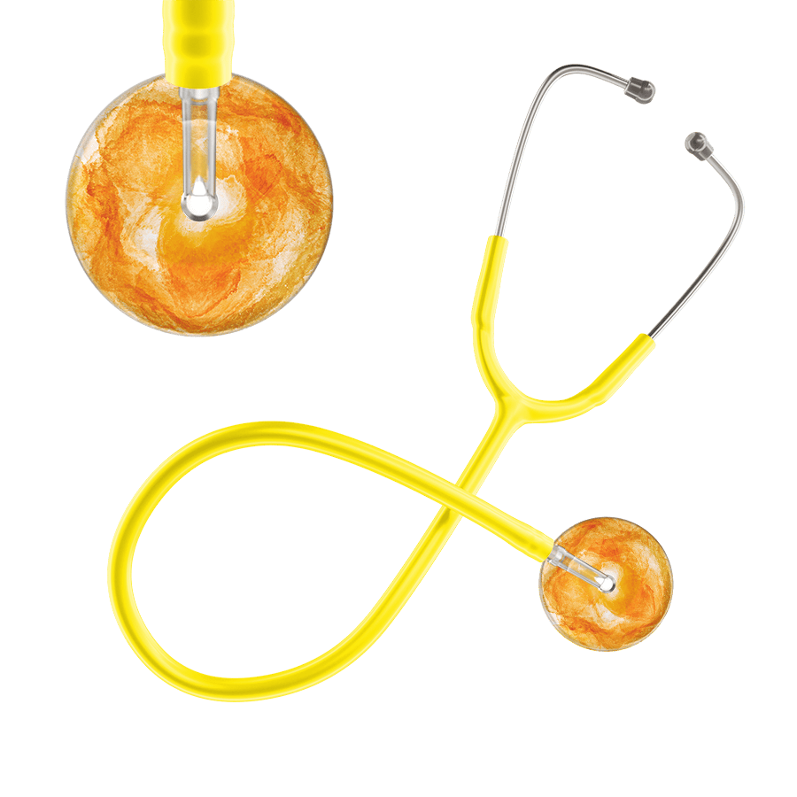 Ultrascope Single Stethoscope US076J10 / Adult / Yellow TieDye Single Color Stethoscope - Watercolor Designs