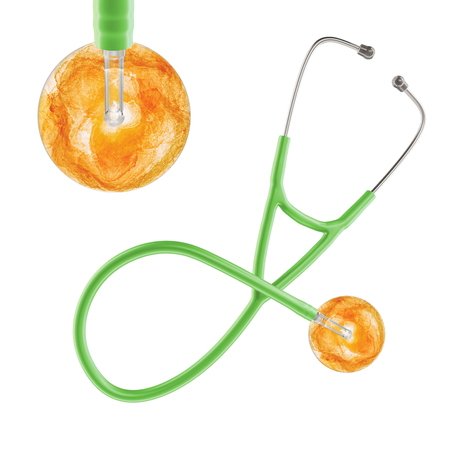 Ultrascope Single Stethoscope US076J10 / Adult / Lime Green TieDye Stethoscope - Cardiology Watercolor Designs
