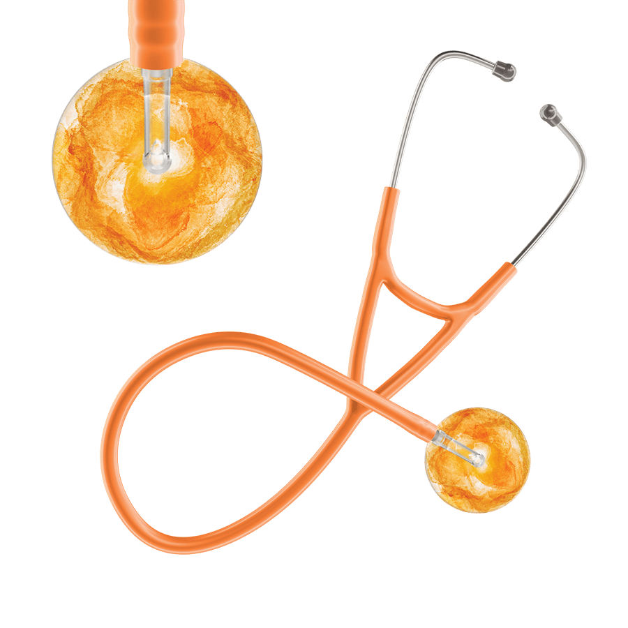 Ultrascope Single Stethoscope US076J10 / Adult / Orange TieDye Stethoscope - Cardiology Watercolor Designs