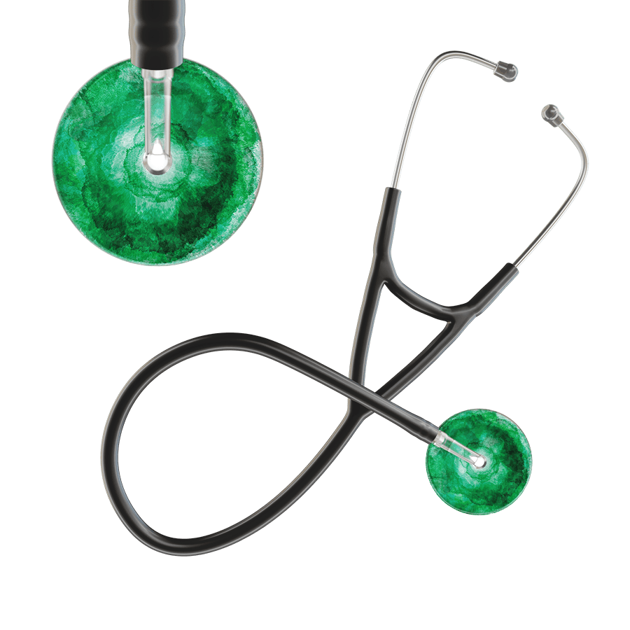 Ultrascope Single Stethoscope US076K11 / Pediatric / Black TieDye Single Color Stethoscope - Cardiology Watercolor Designs