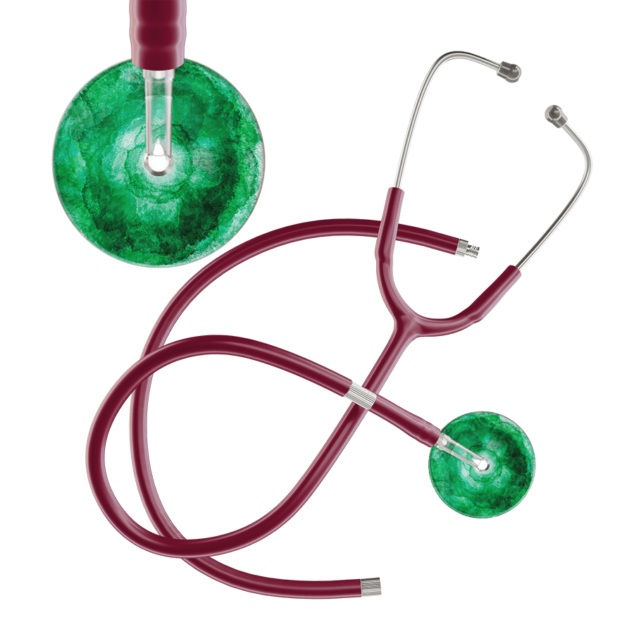 Ultrascope Single Stethoscope US076K11 / Adult / Burgundy Extended Tubing TieDye Single Color Stethoscope - Watercolor Designs
