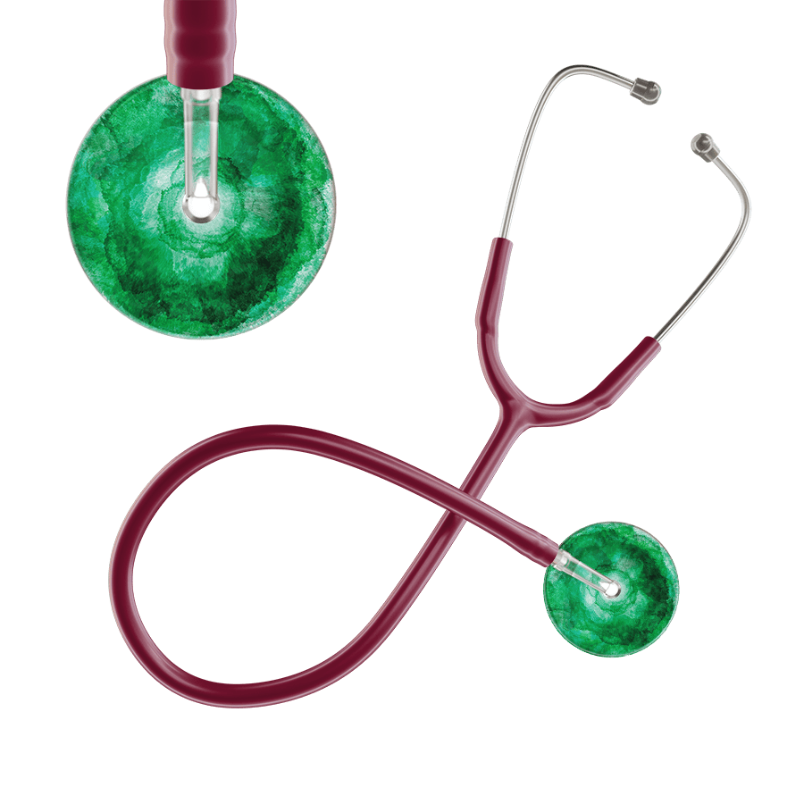Ultrascope Single Stethoscope US076K11 / Adult / Burgundy TieDye Single Color Stethoscope - Watercolor Designs