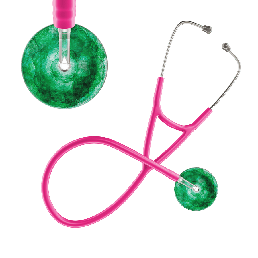 Ultrascope Single Stethoscope US076K11 / Adult / Hot Pink TieDye Single Color Stethoscope - Cardiology Watercolor Designs