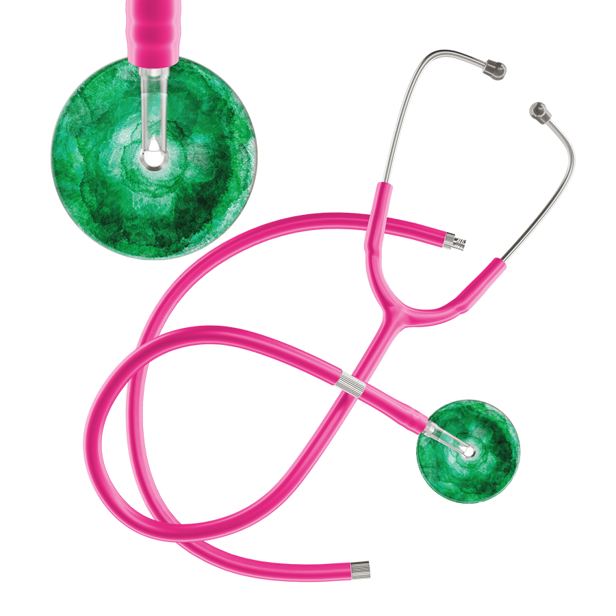 Ultrascope Single Stethoscope US076K11 / Adult / Hot Pink Extended Tubing TieDye Single Color Stethoscope - Watercolor Designs
