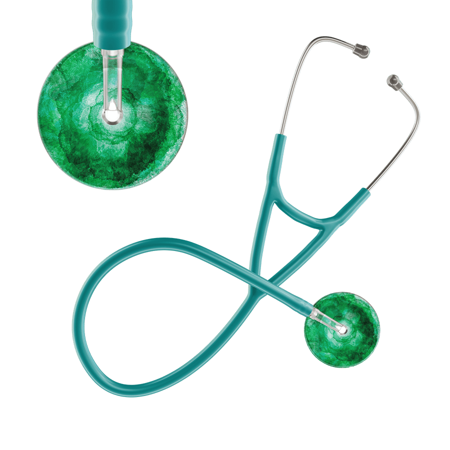 Ultrascope Single Stethoscope US076K11 / Adult / Jade TieDye Single Color Stethoscope - Cardiology Watercolor Designs