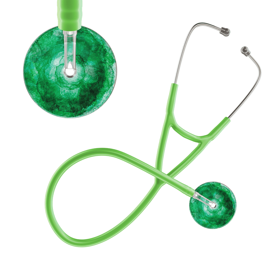 Ultrascope Single Stethoscope US076K11 / Adult / Lime Green TieDye Single Color Stethoscope - Cardiology Watercolor Designs