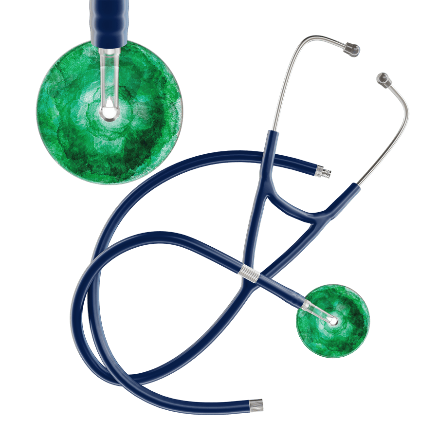 Ultrascope Single Stethoscope US076K11 / Adult / Navy Extended Tubing TieDye Single Color Stethoscope - Cardiology Watercolor Designs