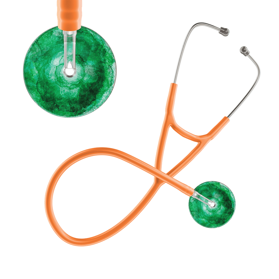 Ultrascope Single Stethoscope US076K11 / Adult / Orange TieDye Single Color Stethoscope - Cardiology Watercolor Designs