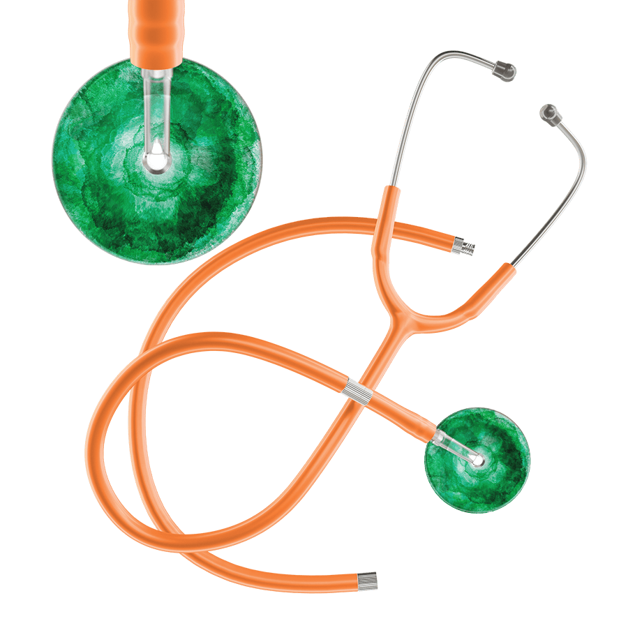 Ultrascope Single Stethoscope US076K11 / Adult / Orange Extended Tubing TieDye Single Color Stethoscope - Watercolor Designs
