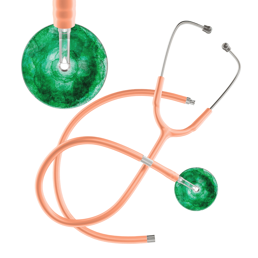 Ultrascope Single Stethoscope US076K11 / Pediatric / Peach Extended Tubing TieDye Single Color Stethoscope - Watercolor Designs