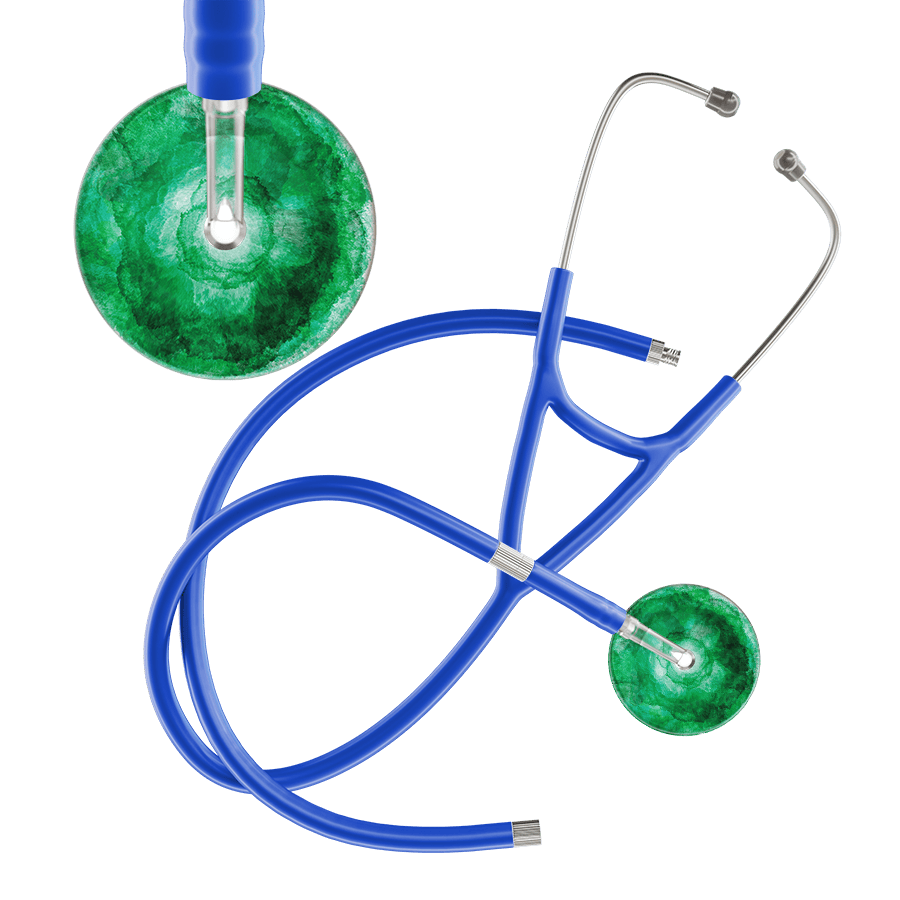 Ultrascope Single Stethoscope US076K11 / Adult / Royal Blue Extended Tubing TieDye Single Color Stethoscope - Cardiology Watercolor Designs