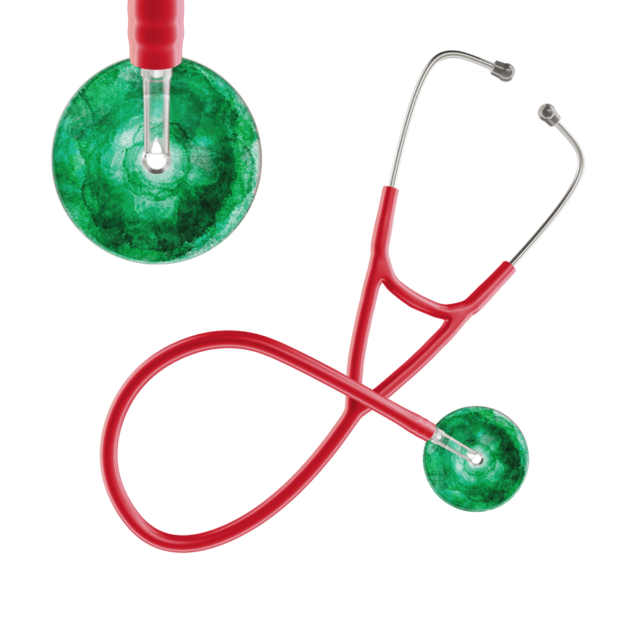 Ultrascope Single Stethoscope US076K11 / Adult / Red TieDye Single Color Stethoscope - Cardiology Watercolor Designs