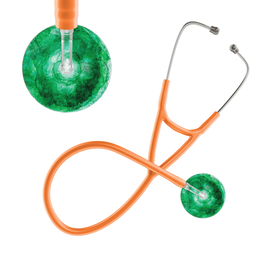Ultrascope Single Stethoscope US076K11 / Adult / Orange TieDye Stethoscope - Cardiology Watercolor Designs