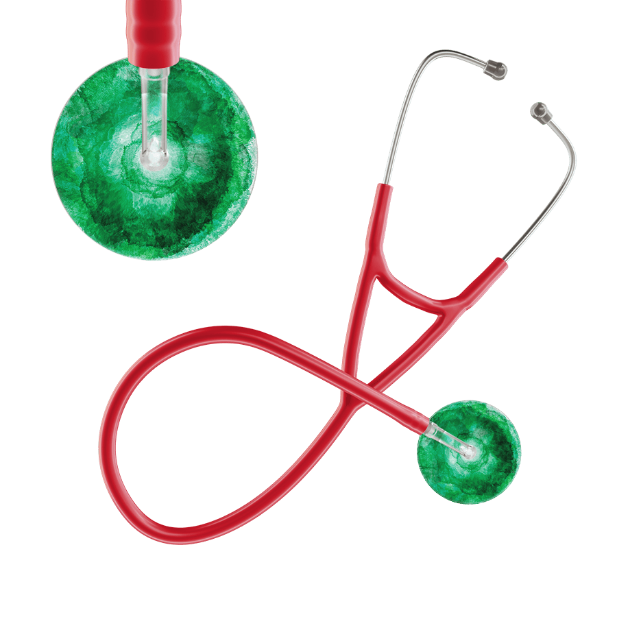 Ultrascope Single Stethoscope US076K11 / Adult / Red TieDye Stethoscope - Cardiology Watercolor Designs