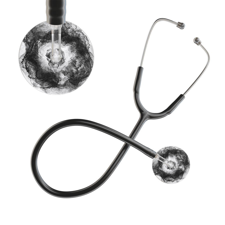 Ultrascope Single Stethoscope US076L12 / Adult / Black TieDye Stethoscope - Watercolor Designs