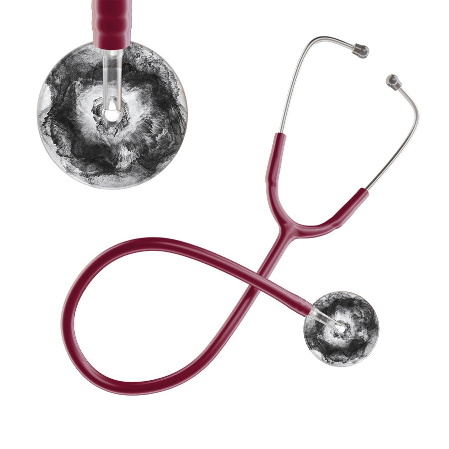 Ultrascope Single Stethoscope US076L12 / Pediatric / Burgundy TieDye Single Color Stethoscope - Watercolor Designs