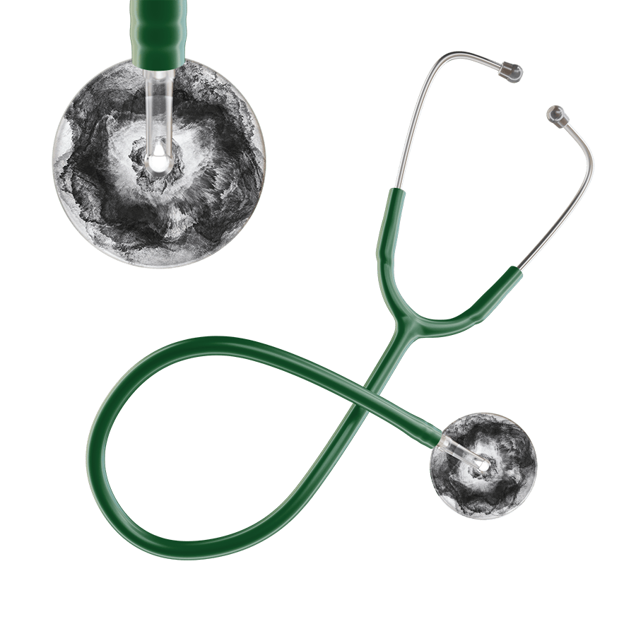 Ultrascope Single Stethoscope US076L12 / Pediatric / Dark Green TieDye Single Color Stethoscope - Watercolor Designs