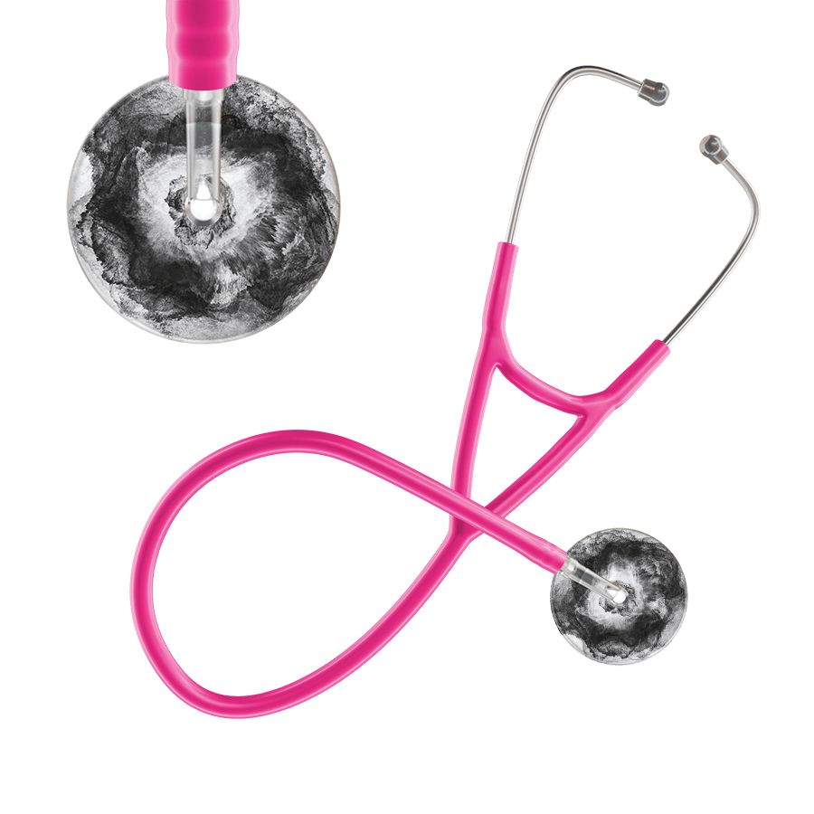 Ultrascope Single Stethoscope US076L12 / Pediatric / Hot Pink TieDye Single Color Stethoscope - Cardiology Watercolor Designs