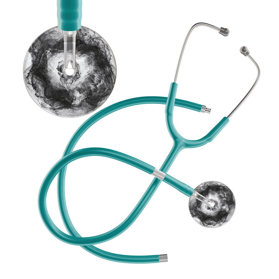 Ultrascope Single Stethoscope US076L12 / Adult / Jade Extended Tubing TieDye Single Color Stethoscope - Watercolor Designs