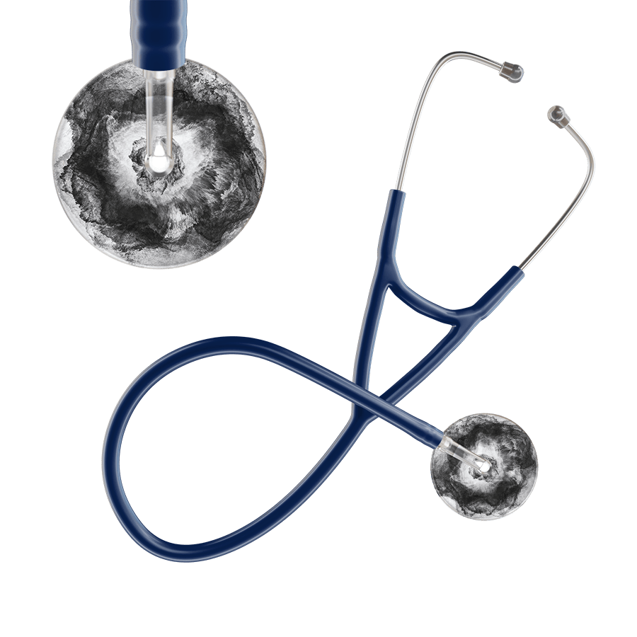 Ultrascope Single Stethoscope US076L12 / Pediatric / Navy TieDye Single Color Stethoscope - Cardiology Watercolor Designs