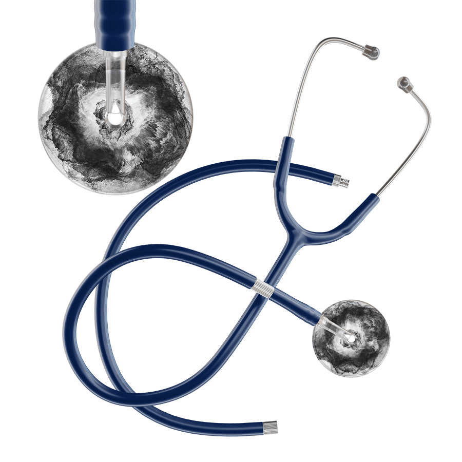 Ultrascope Single Stethoscope US076L12 / Pediatric / Navy Extended Tubing TieDye Single Color Stethoscope - Watercolor Designs