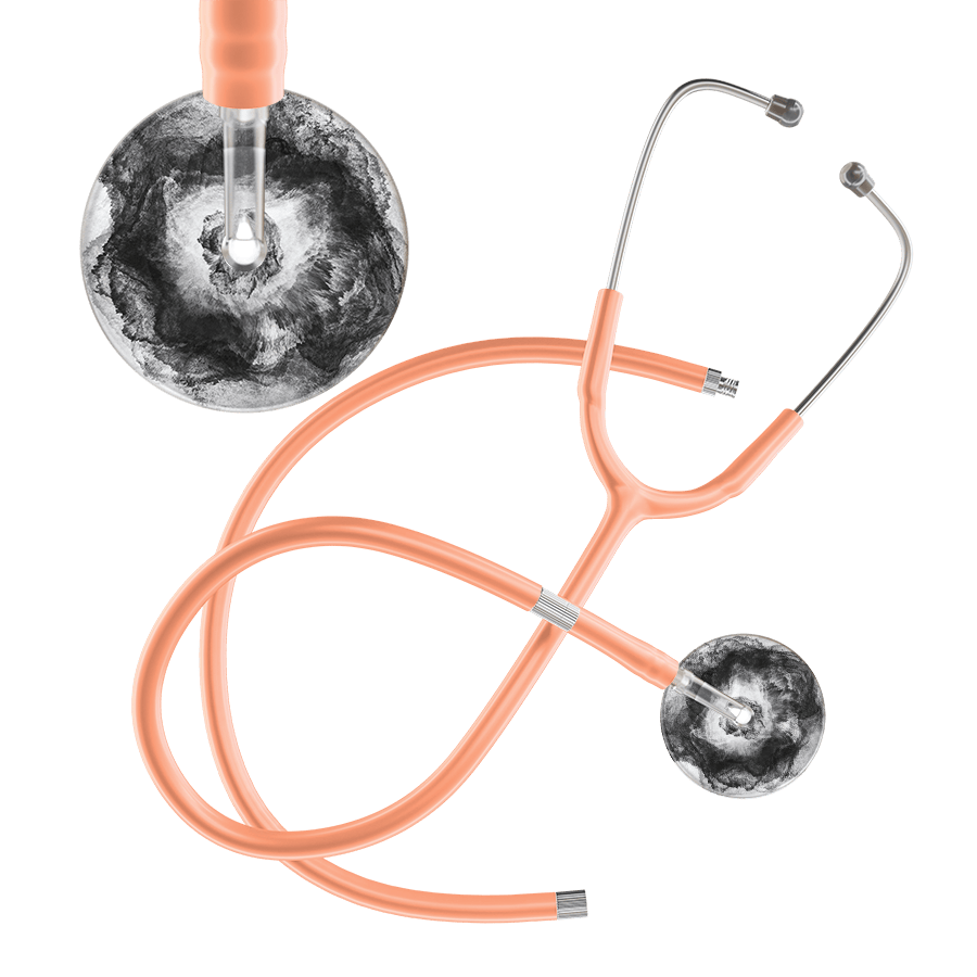 Ultrascope Single Stethoscope US076L12 / Adult / Peach Extended Tubing TieDye Single Color Stethoscope - Watercolor Designs