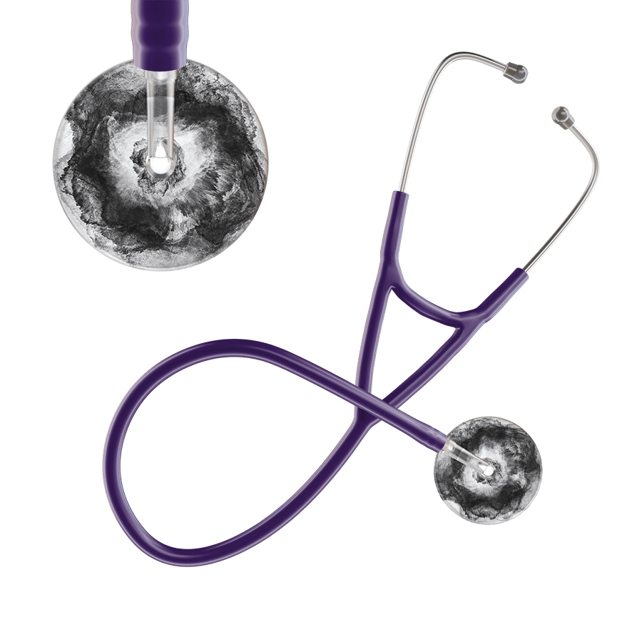 Ultrascope Single Stethoscope US076L12 / Adult / Purple TieDye Single Color Stethoscope - Cardiology Watercolor Designs