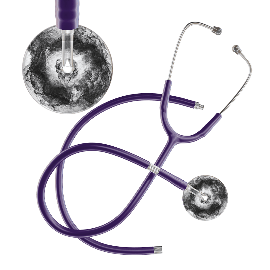 Ultrascope Single Stethoscope US076L12 / Pediatric / Purple Extended Tubing TieDye Single Color Stethoscope - Watercolor Designs
