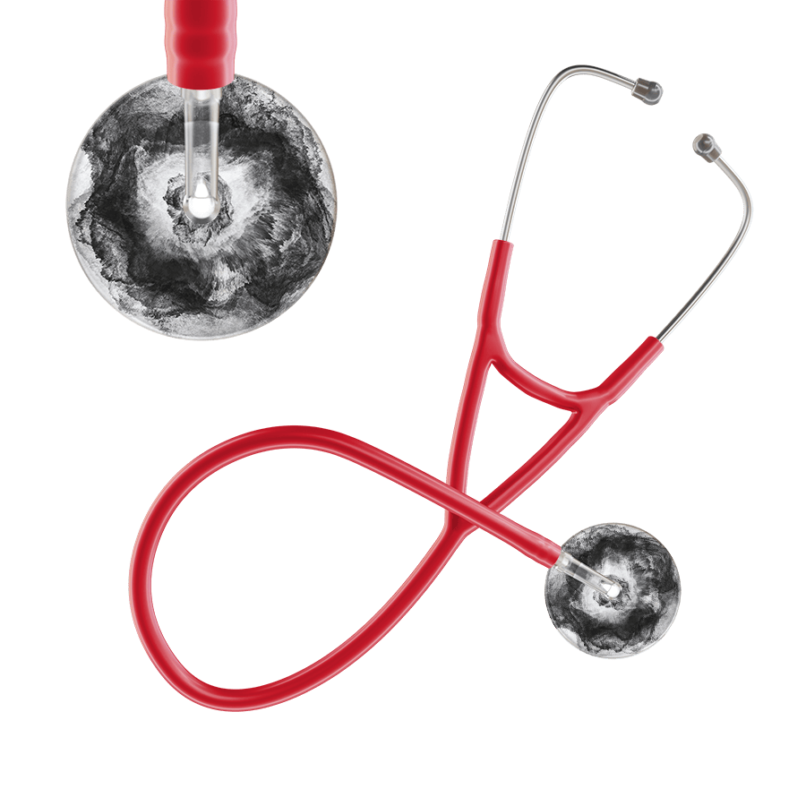 Ultrascope Single Stethoscope US076L12 / Adult / Red TieDye Single Color Stethoscope - Cardiology Watercolor Designs