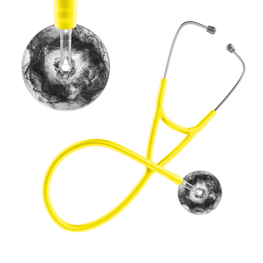 Ultrascope Single Stethoscope US076L12 / Adult / Yellow TieDye Single Color Stethoscope - Cardiology Watercolor Designs