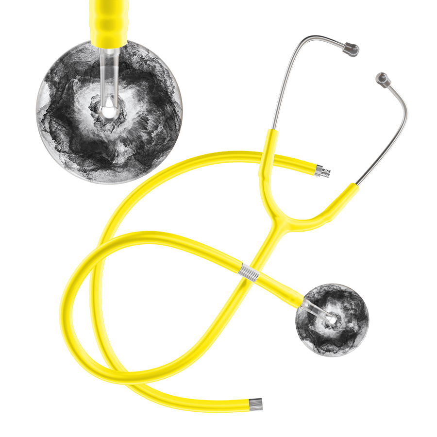 Ultrascope Single Stethoscope US076L12 / Pediatric / Yellow Extended Tubing TieDye Single Color Stethoscope - Watercolor Designs