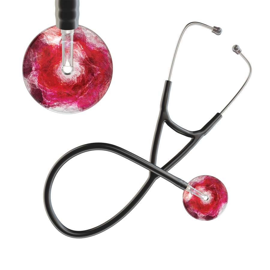 Ultrascope Single Stethoscope US076M13 / Adult / Black TieDye Single Color Stethoscope - Cardiology Watercolor Designs
